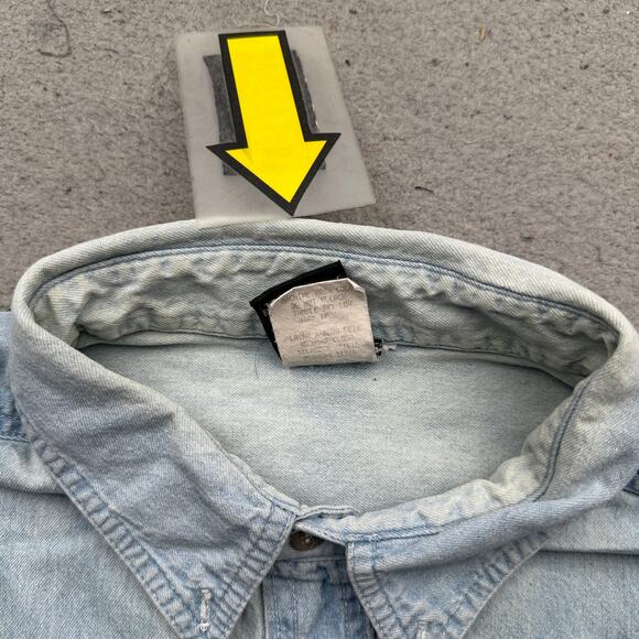 Vintage Mickey Unlimited Disney Denim Button Down Shirt Mens 2XL Goofy Chambray - Picture 10 of 12